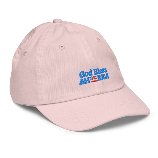 Hat: God Bless America (blue text)